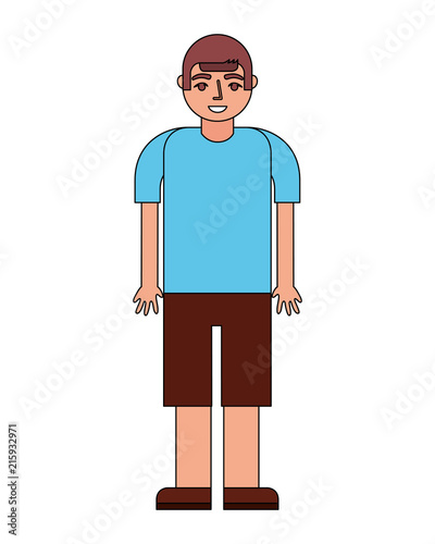  young boy character in short pants and shirt