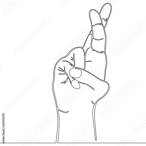 Continuous one line drawn Fingers crossed Vector