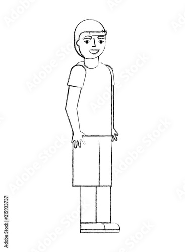  young boy character in short pants and shirt