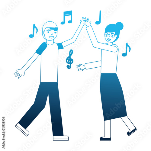 grandmother and grandson dancing music