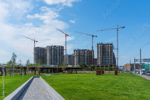 Photography Panoramic view the Zilart residential complex under construction in the Danilovsky district of Moscow, Russia