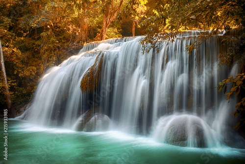 Huai Mae Khamin Waterfall at Srinakarin Dam  Kanchanaburi  Thailand