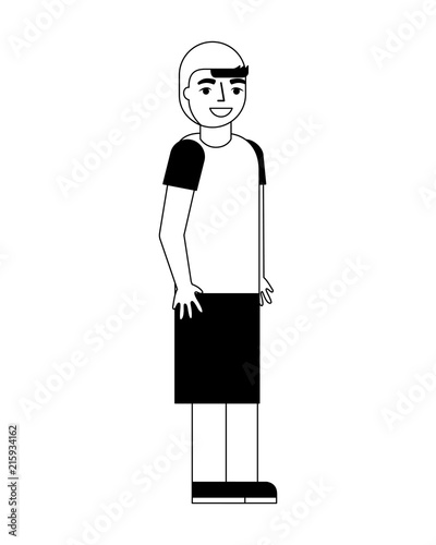  young boy character in short pants and shirt