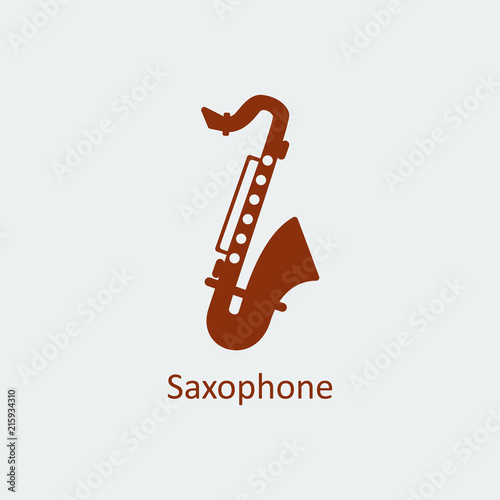 Colored Saxophone icon. Silhouette vector icon