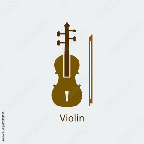 Colored Violin icon. Silhouette vector icon