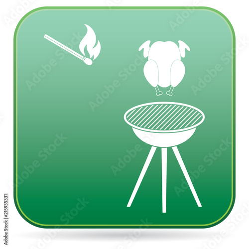 barbecue grill with chicken icon