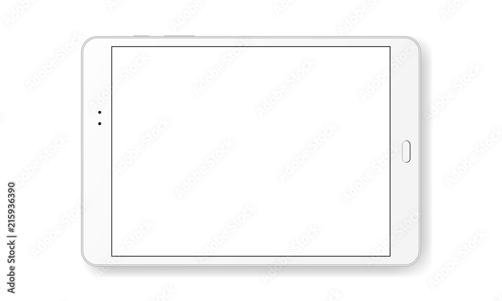 Horizontal tablet computer mock up isolated on white background - front view. Vector illustration Horizontal tablet computer mock up isolated on white background - front view. Vector illustration