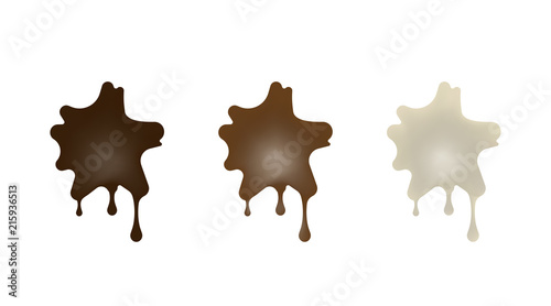 Collection of chocolate cookies in the shape of blots. Black, white, milk. Vector illustration.