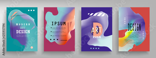 Covers templates set with graphic geometric elements. Applicable for brochures, posters, covers and banners. Vector illustrations.