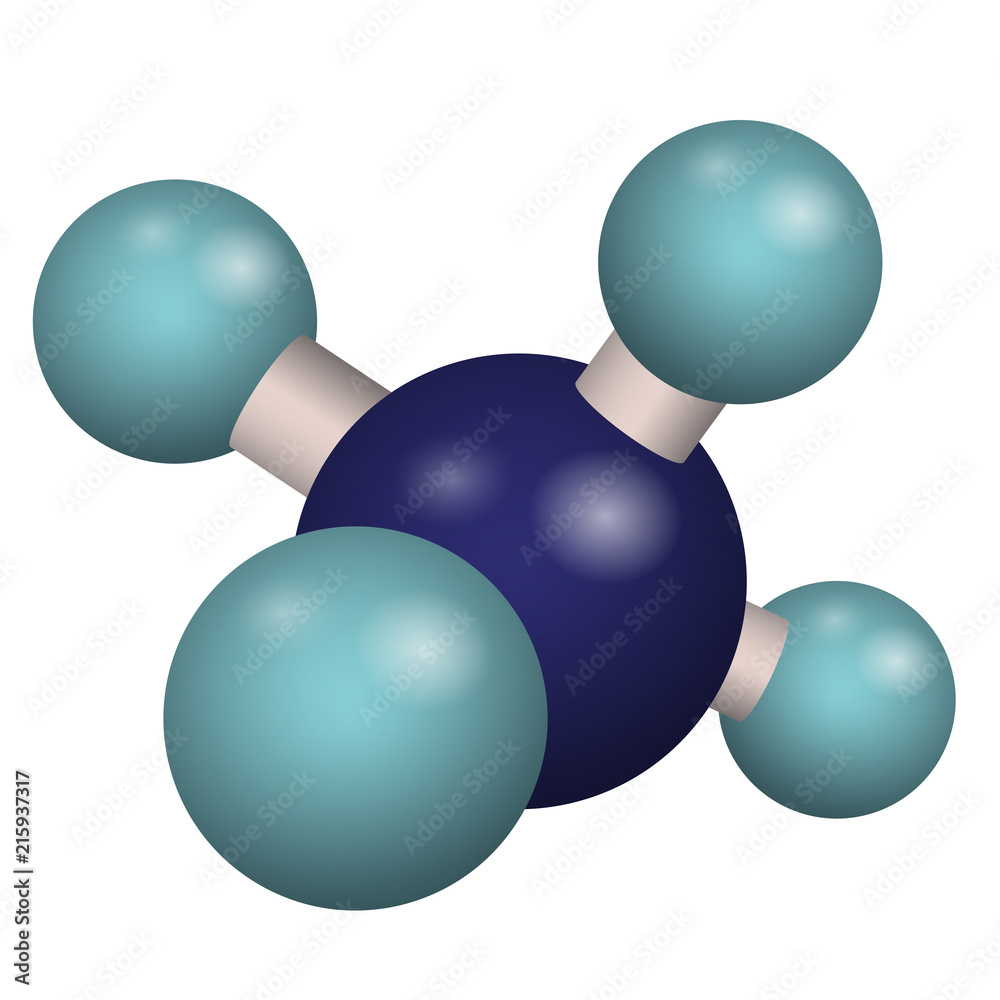Chemical Formula Of Methane 3d Model Molecule Ch4 Vector Illustration