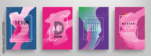 Covers templates set with graphic geometric elements. Applicable for brochures, posters, covers and banners. Vector illustrations.