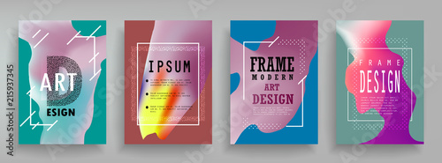 Covers templates set with graphic geometric elements. Applicable for brochures, posters, covers and banners. Vector illustrations.