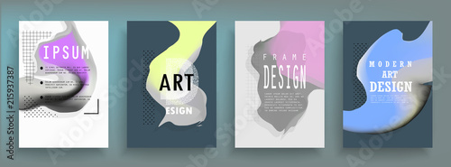Covers templates set with graphic geometric elements. Applicable for brochures, posters, covers and banners. Vector illustrations.