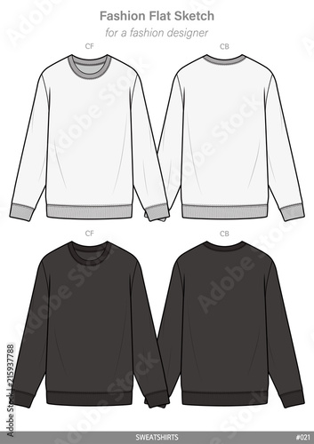 SWEATSHIRTS fashion flat technical drawing template
