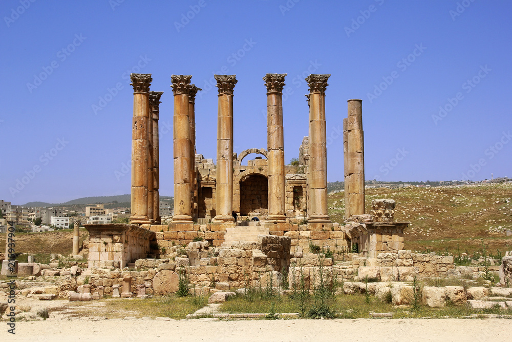 Ancient Roman temple ruins in Jerash, Jordan Ancient Roman temple ruins in Jerash, Jordan