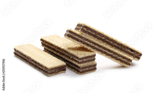 Wafers with chocolate isolated on white background