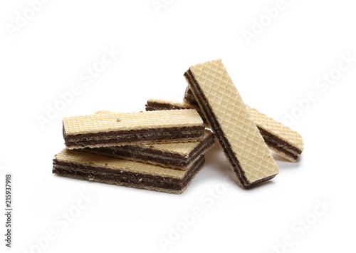 Wafers with chocolate isolated on white background