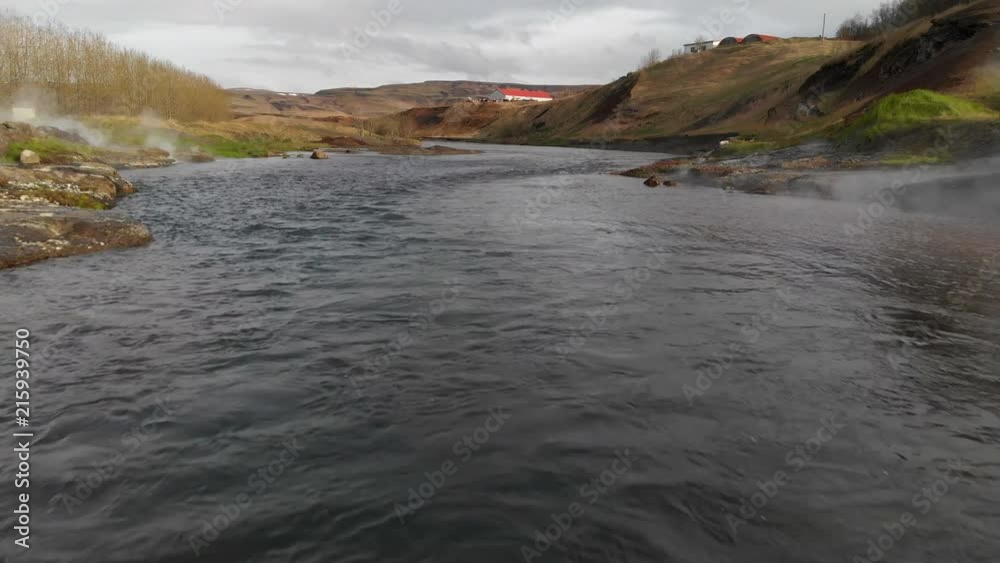 Flying Over a River in Iceland Flying Over a River in Iceland