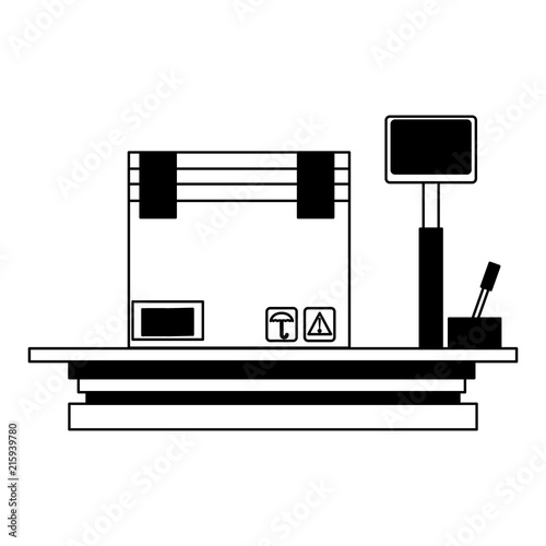 Box on digital balance vector illustration graphic design