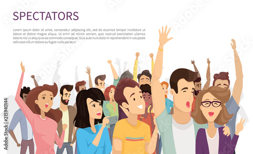 Spectators Isolated on White Vector Illustration
