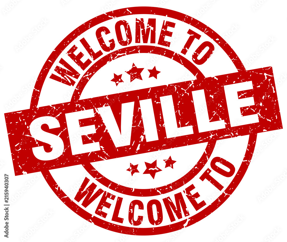 welcome to Seville red stamp