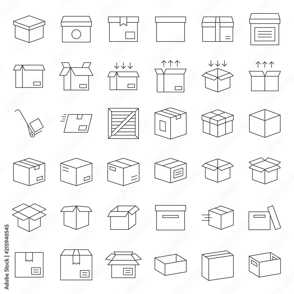 Box and parcel icon for business, pixel perfect for use as application or website Box and parcel icon for business, pixel perfect for use as application or website