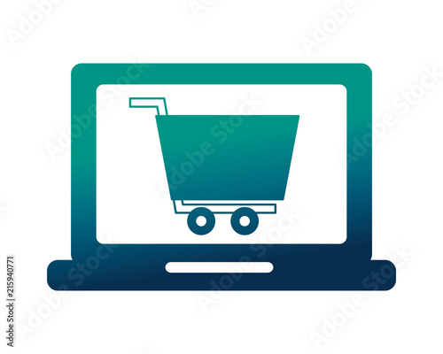 laptop computer with shopping cart