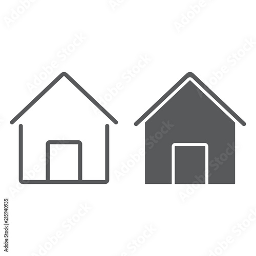 Home line and glyph icon, house and building, button sign, vector graphics, a linear pattern on a white background, eps 10.