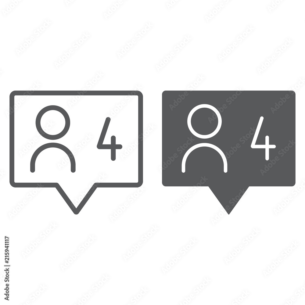 Comment line and glyph icon, dialog and talk, four message sign, vector graphics, a linear pattern on a white background, eps 10. Comment line and glyph icon, dialog and talk, four message sign, vector graphics, a linear pattern on a white background, eps 10.