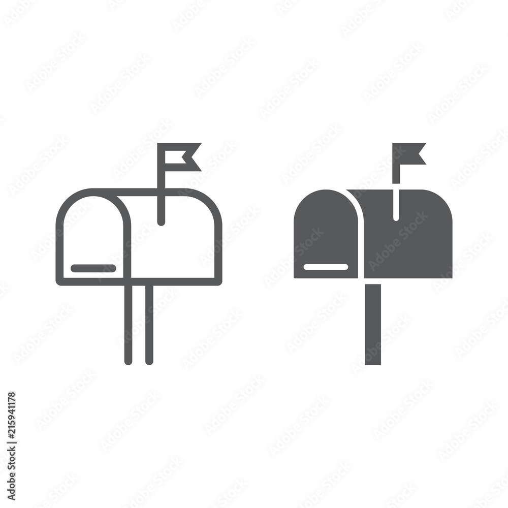 Mail box line and glyph icon, letter and post, mailbox sign, vector graphics, a linear pattern on a white background, eps 10.