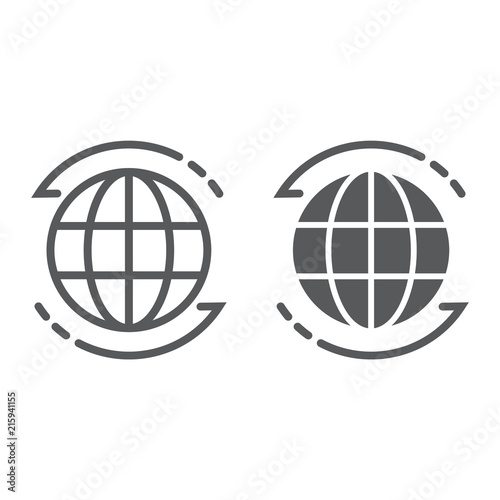 Worldwide line and glyph icon, globe and world, planet sign, vector graphics, a linear pattern on a white background, eps 10.