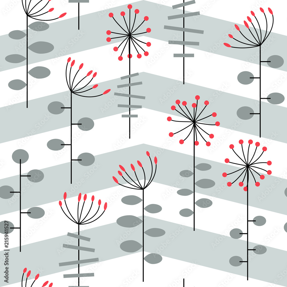 Tapeta Nowoczesne pasy z roślinami