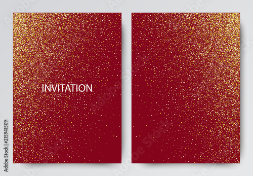 Vector holiday template with sparkles on red background.
