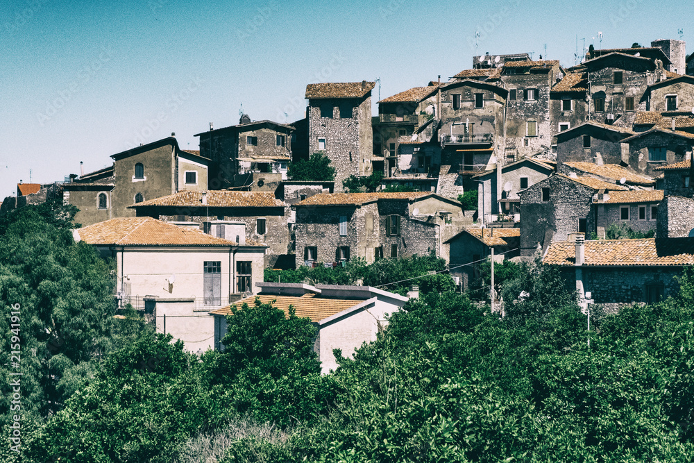 Landscape view of Sermoneta in the mountains surrounded by nature.