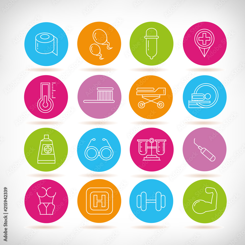 medical icons, outline design