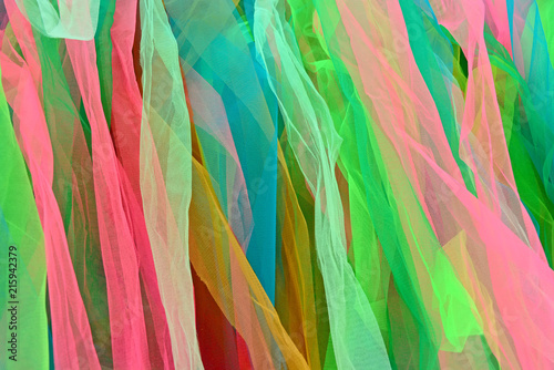 Colorful satin,various colour pink, green, blue, yellow of stripe clothes as background