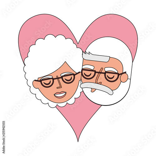 grandparents faces in love heart