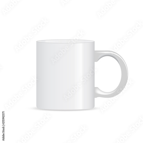Photo realistic white cup mug isolated on the white background
