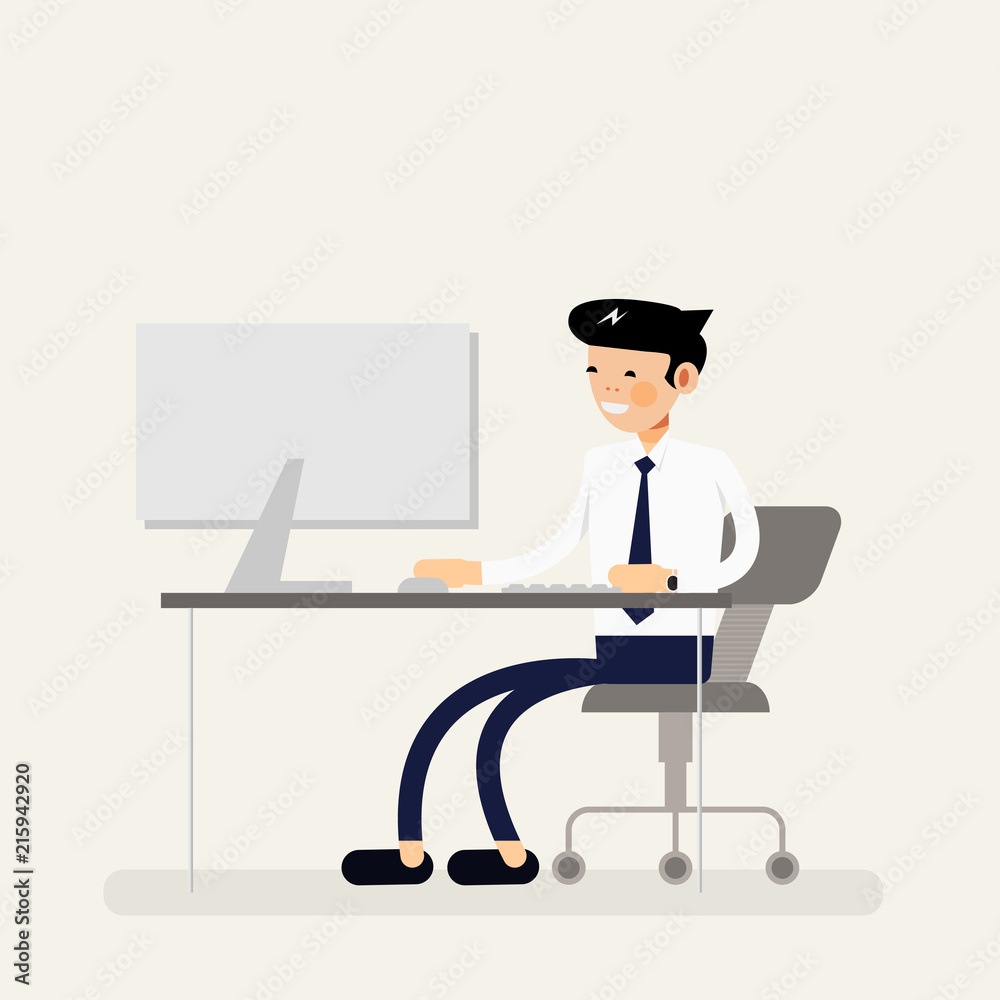 Cool Business Man working on desktop computer Cool Business Man working on desktop computer