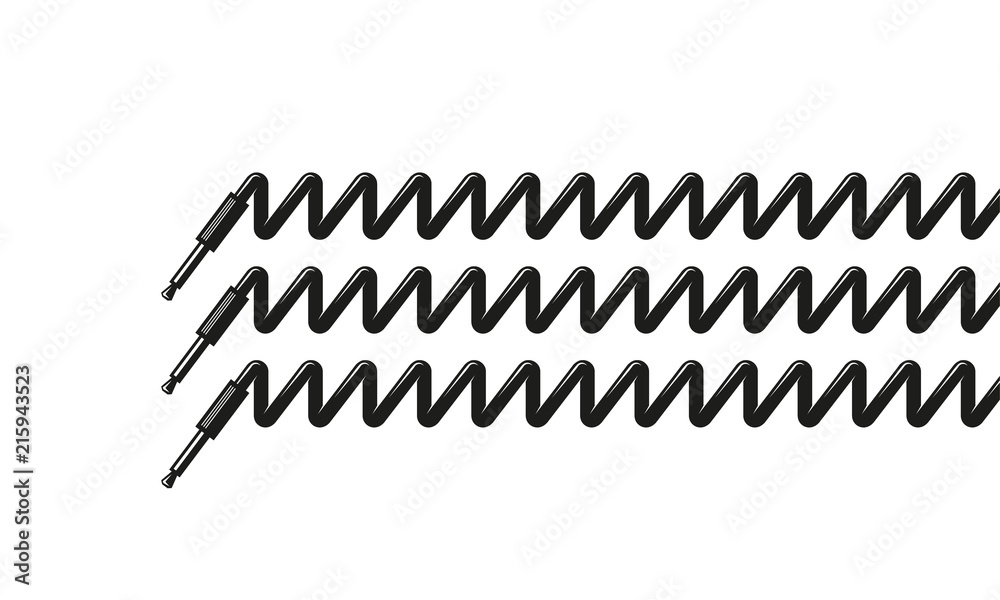 Audio plug and spring cord. Headphone plug and spiral cord brush for illustrator Audio plug and spring cord. Headphone plug and spiral cord brush for illustrator