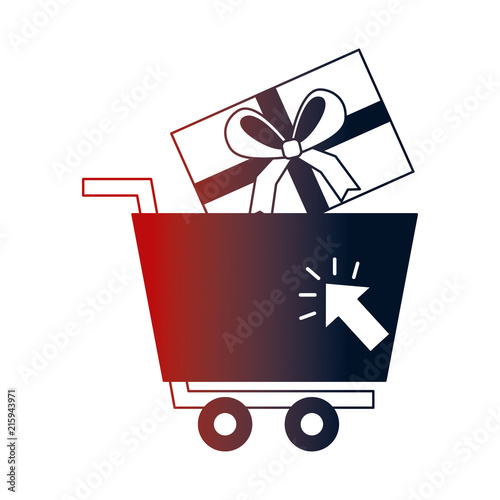 shopping cart gift box clicking buy online
