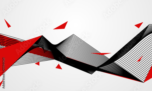 Abstract line red black background concept Vector graphic design..