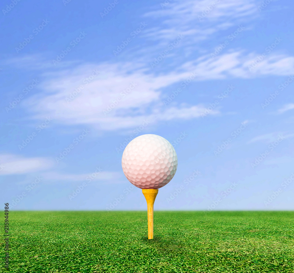Golf ball on tee and nature background Golf ball on tee and nature background