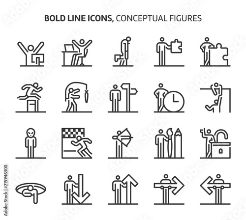 Conceptual figures, bold line icons