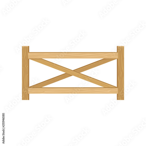 Wooden farm fence from crossed planking vector Illustration on a white background