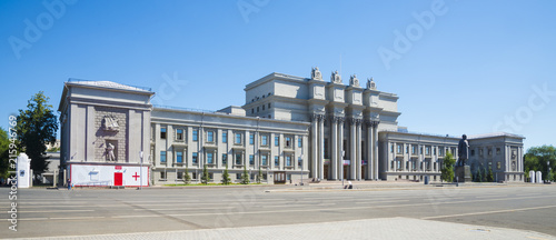 Opera and ballet building on Kuibyshev square in Samara, Russia. Summer Sunny day 31 July 2018.