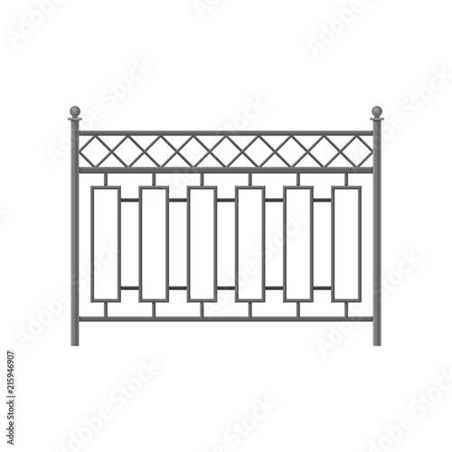 Iron fence, protective barrier for house, garden, park vector Illustration on a white background