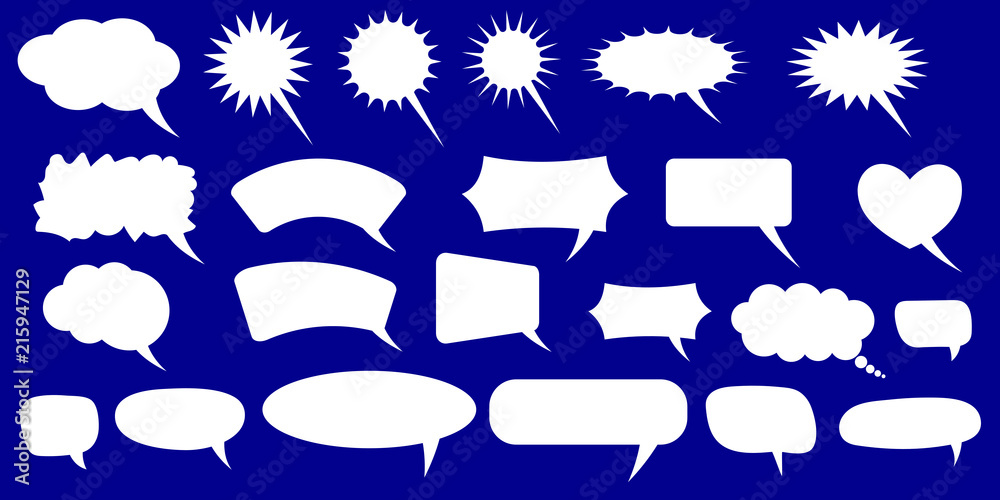 Set of speech bubbles. Blank empty vector white speech bubbles. Cartoon ...