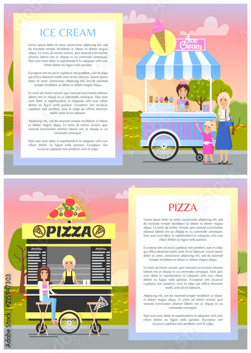 Ice Cream and Pizza Shops in Summer Park Banner