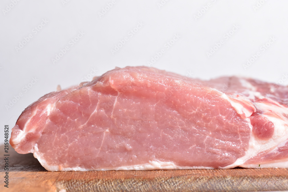 Beautiful and fresh pink pork meat close-up. Macro Beautiful and fresh pink pork meat close-up. Macro